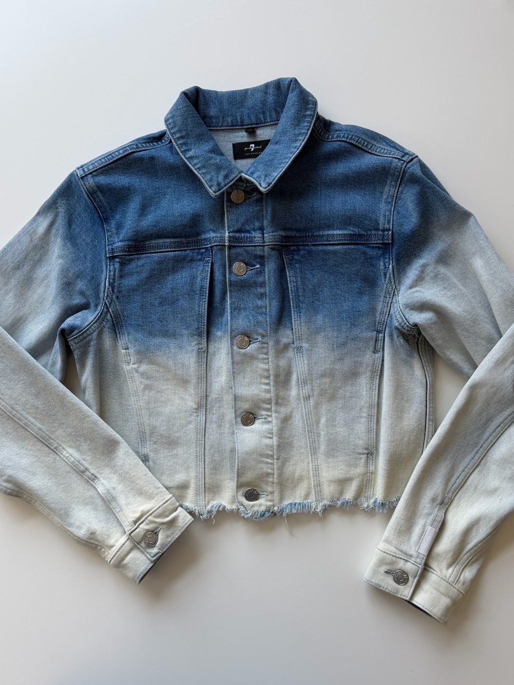 Seven for All Man Kind Ombre Blue Cropped Denim Jacket